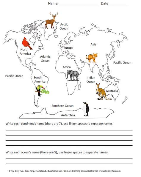 Continents And Oceans Activities For Kids