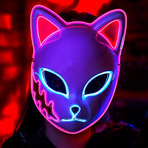 Buy Demon Slayer Fox LED Halloween Japanese Anime Demon Slayer Cosplay ...