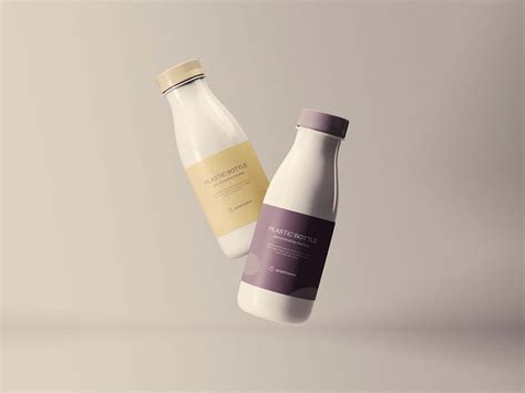 Free Floating Plastic Bottles Mockup (PSD)