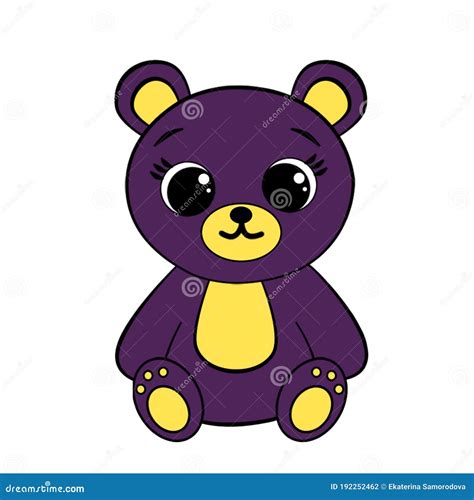 Beautiful Cartoon Illustration with a Cute Purple Bear Stock Illustration - Illustration of ...