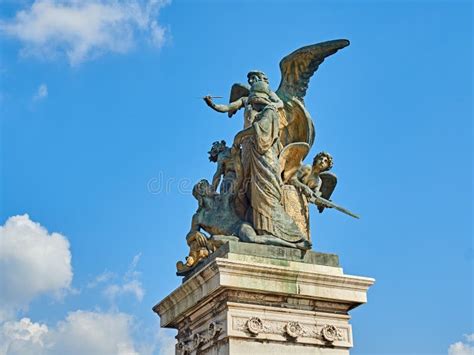 Statue Front Altare Della Patria Rome Italy Stock Photo - Image of statue, architecture: 82100004