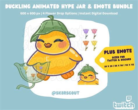 Animated Duck Twitch Hype Jar and Emote Bundle Kawaii Character Tip Jar for Stream Static and ...