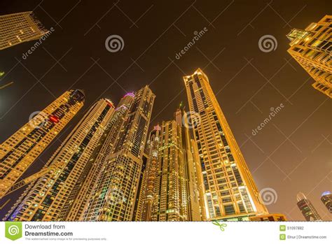 Dubai marina skyscrapers editorial photography. Image of emirate - 51097882