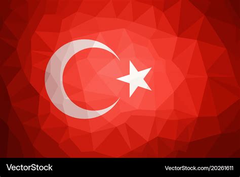 Turkey flag abstract polygon background Royalty Free Vector