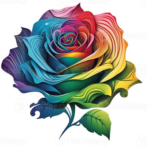 Rainbow rose watercolor art, 23954851 PNG