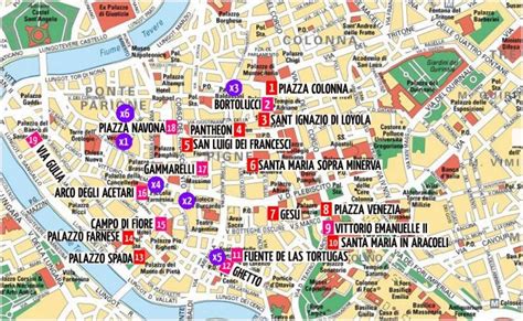 imprimir Italia lugares de interés mapa monumentos pdf planificando plano Roma turístico ...