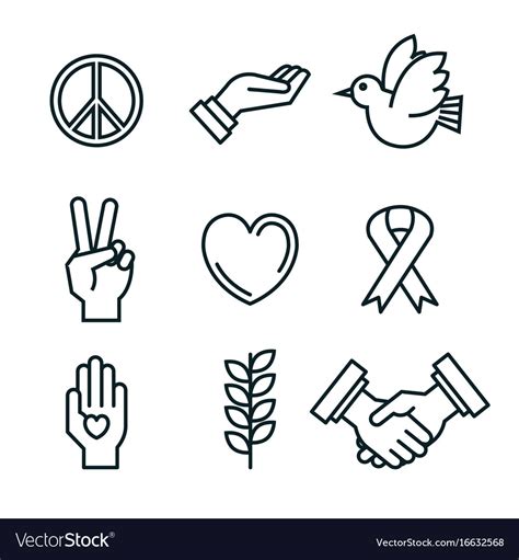 Symbols peace for international peace day icons Vector Image