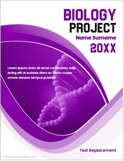 Biology project front page designs | MS Word Cover Page Templates