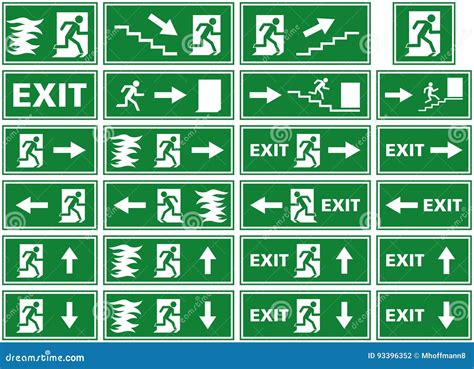 Emergency sign Fire exit directional down arrow with disabled symbol ...