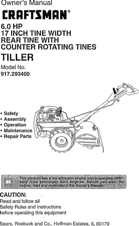 Craftsman Tiller Manual Rear Tine