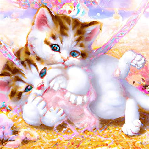 Cute Kittens Playing Digital Graphic · Creative Fabrica