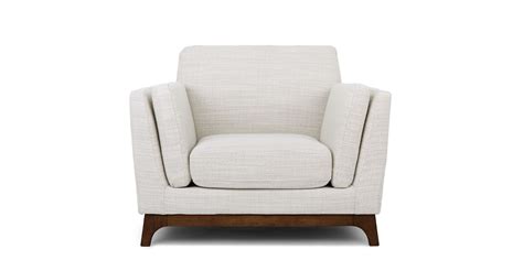 Ceni Walnut & Fresh White Fabric Armchair | Article