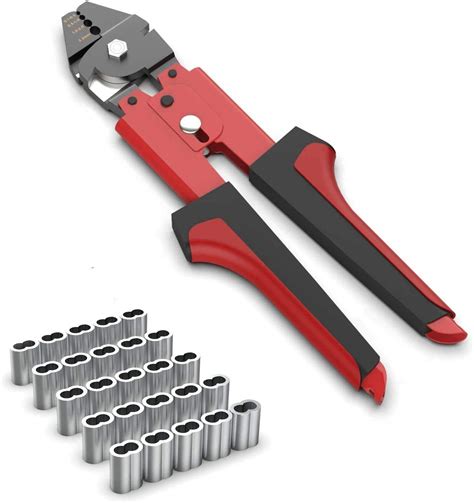 Buy Wire Rope Crimping Tools, 2.2mm Ferrule Crimping Tool Wire Crimper Cutters with 100 Aluminum ...