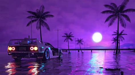 Retro Wave Sunset and Running Car Wallpaper, HD Artist 4K Wallpapers, Images, Photos and ...