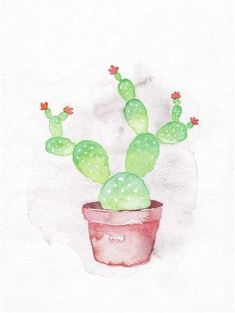 Prickly Pear Cactus Painting by Dream Pigment - Fine Art America