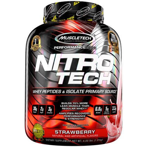 NitroTech Protein Powder Plus Muscle Builder, 100% Whey Protein with ...