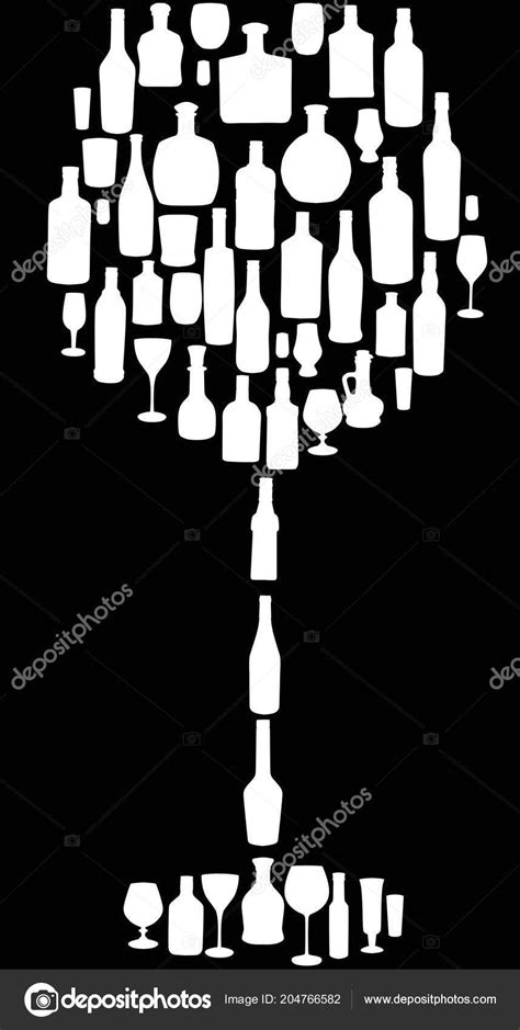 Illustration Different Glass Bottles Black Background Stock Vector ...