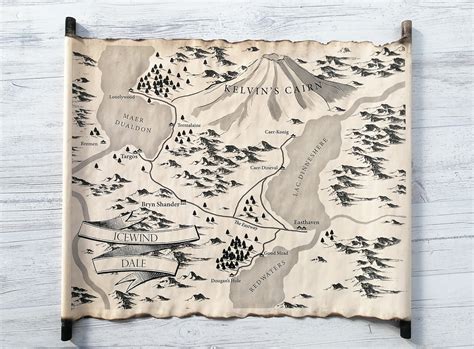 Icewind Dale Map on Handmade Scroll Faerûn Map Forgotten - Etsy