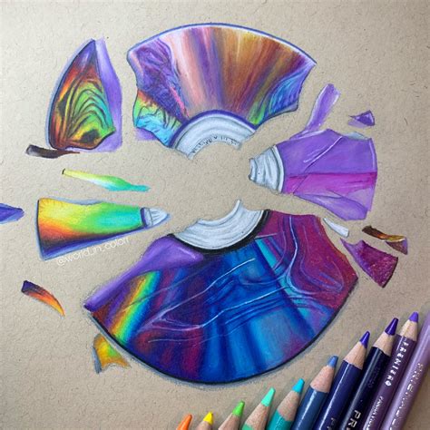 Shattered cd drawing – Artofit