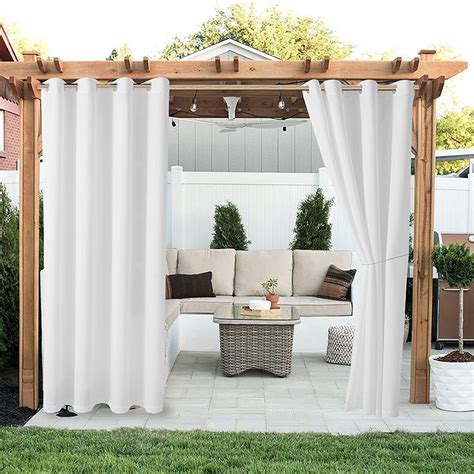 Linen Look Indoor/Outdoor Curtains, 52 x 120 Inch, White – Waterproof ...