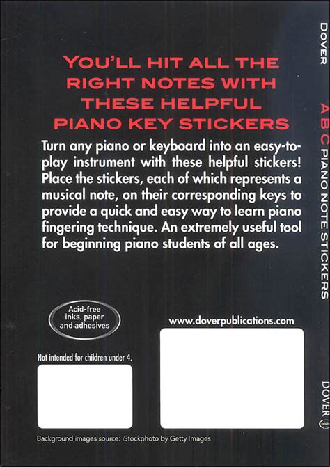 ABC Piano Note Stickers | Dover Publications | 9780486820316