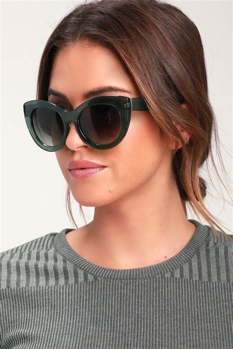 Cute Green Sunglasses - Cat-Eye Sunglasses - Round Sunnies - Lulus