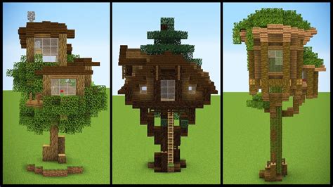 3 Minecraft Starter TREEHOUSE Designs - YouTube