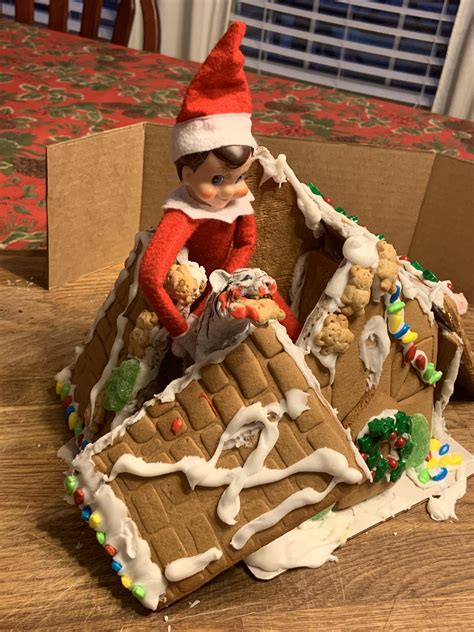 We broke our gingerbread house, but we managed to make it look cool : r/funny