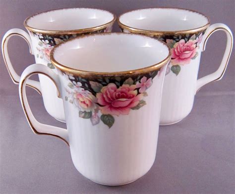 Royal Albert Concerto Bone China Ribbed Beaker Mugs - Set of 3 - 3.75 Inches - Vintage English ...