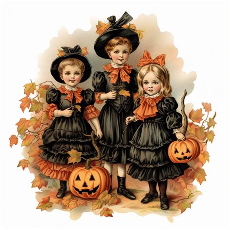 Vintage Halloween Children Art Free Stock Photo - Public Domain Pictures