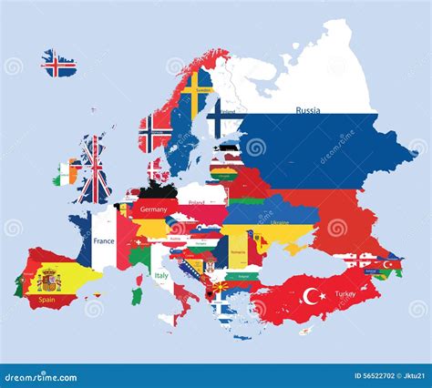 Vector European Map Combined with Flags Stock Vector - Illustration of ...