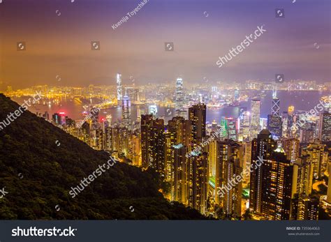 Aerial Night View Victoria Peak Hong Stock Photo 735964063 | Shutterstock