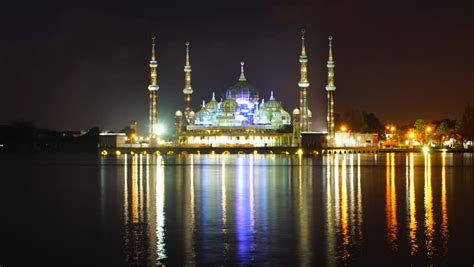 Night View Of The Blue Mosque From The Sea Stock Footage Video 14969545 ...