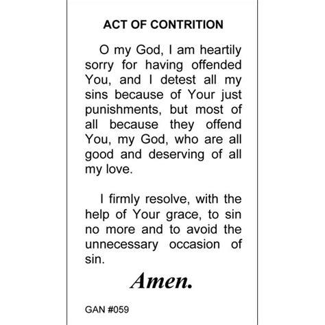 Act of Contrition Prayer Card – Inspired Prayer Cards