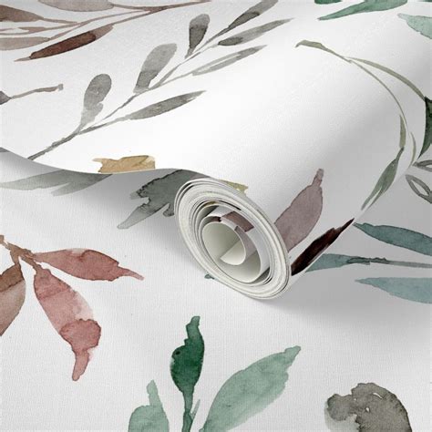 Fall Botanical Nature Leaves Wallpaper | Spoonflower