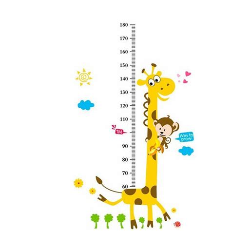 Listenwind Children Height Growth Chart Measure Wall Sticker Kids Animal Art - Walmart.com