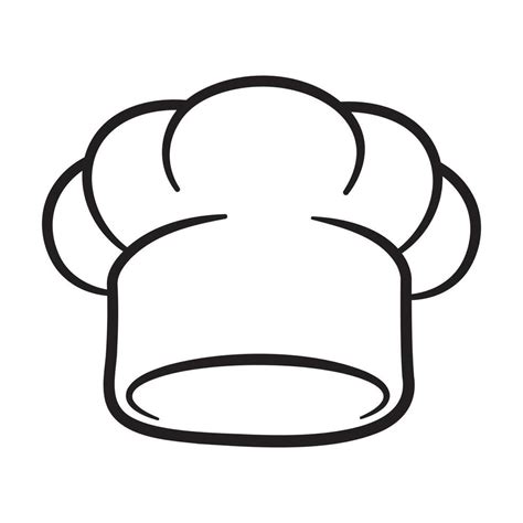 cartoon style chef hat drawing, cooking symbol, black lines on a white ...