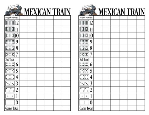 Mexican Train Score Sheet Pdf - Etsy