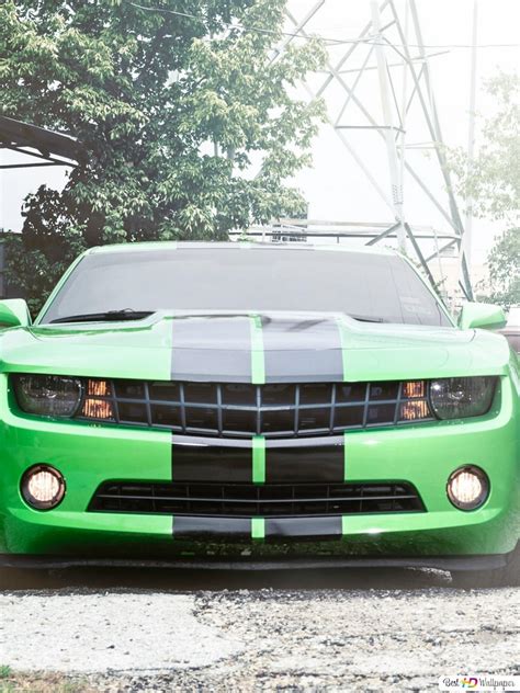 Green camaro 4K wallpaper download