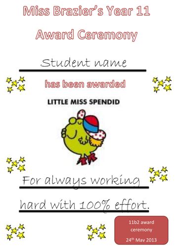 Mr Men and Little Miss Awards | Teaching Resources