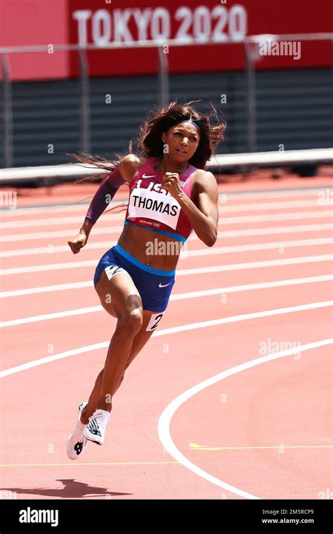 Gabrielle Thomas (USA) competing in the Women's 200 metres at the 2020 (2021) Olympic Summer ...