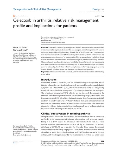 (PDF) Celecoxib in arthritis: Relative risk management profile and ...