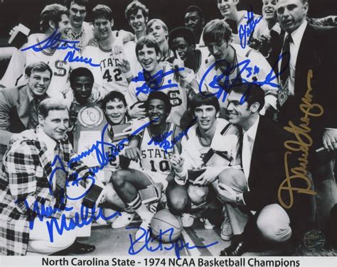 1974 North Carolina State "NCAA Basketball Champions" 8x10 Photo Team-Signed By (9) Including ...