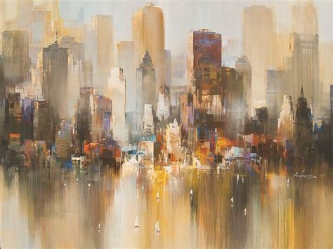 City Painting, Cityscape Painting, Art Aquarelle, Watercolor Art, Abstract City, Abstract ...