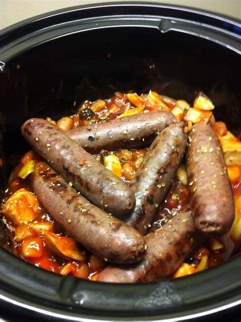 Slow Cooker Venison Sausage Casserole with Borlotti Beans - BakingQueen74