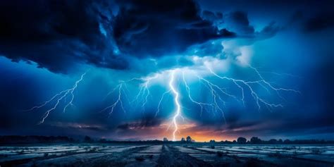 Premium AI Image | stormy sky and a powerful lightning that breaks the dark clouds