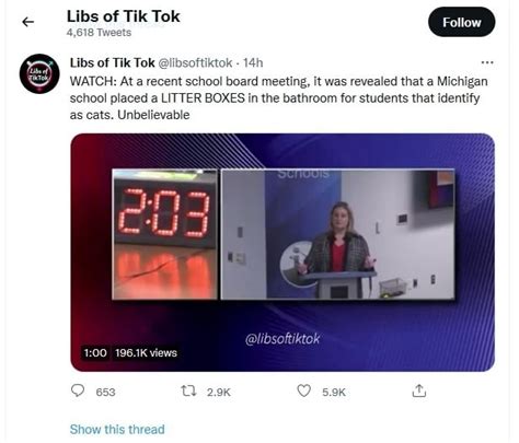 Libs of Tik Tok Libs of Tik Tok @libsoftiktok WATCH: At recent school board meeting, it was ...