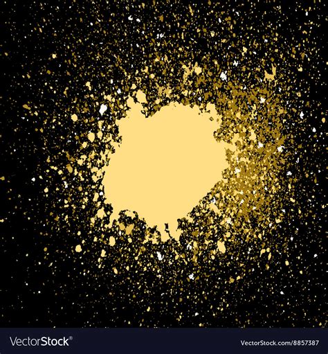 Gold paint splash splatter and blob on black Vector Image