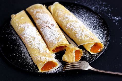 Crepes with apricot jam Palatschinken recipe » Little Vienna