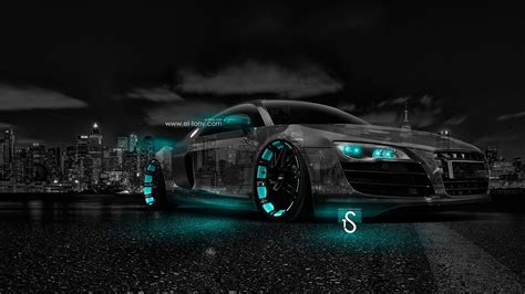 HD wallpaper: black car, Audi, Night, The city, Neon